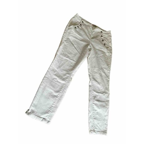 Blue Spice White Stretchy Casual Pant  Pull On Straight Leg Summer  Sz 13 - Picture 1 of 9
